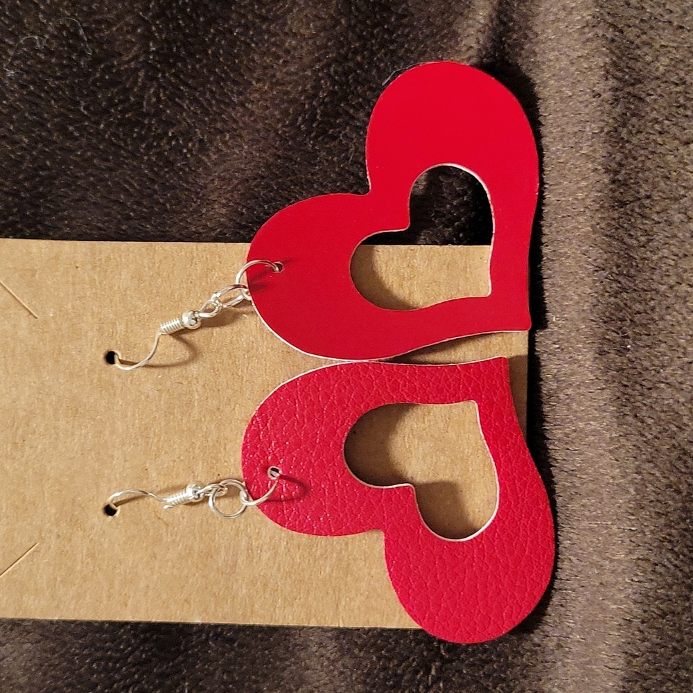 Heart Hollowed Faux Leather Earrings